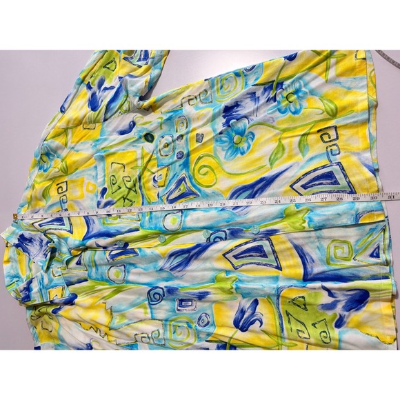 VTG L'Homme Loop Collar Shirt Rayon Abstract Water Color Print Button Up Large - Picture 13 of 15